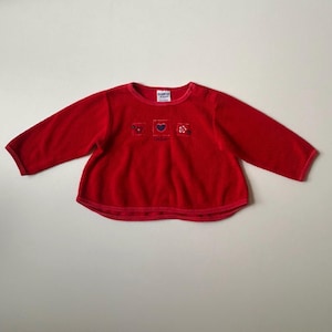 24 mo- OshKosh Red Fleece Flare Top- Toddler Baby OshKosh Fleece Top OshKosh B’Gosh Flower Fleece fuzzy top shirt long sleeve crewneck