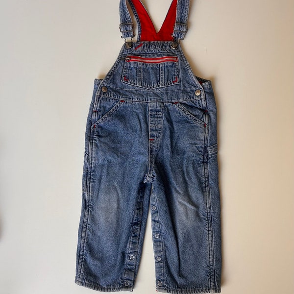 24-30 mo- Gap Fleece Lined Denim Overalls- Vintage Baby Gap Fleece Lined Denim Overalls