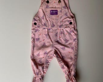 Vintage 80s Oshkosh B'gosh Floral Corduroy Overalls - 6 to 9