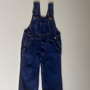 2T - Vintage Dark Blue Denim 100% Cotton Baby Kids Toddler Overalls - Denim cotton toddler overalls vintage toddler