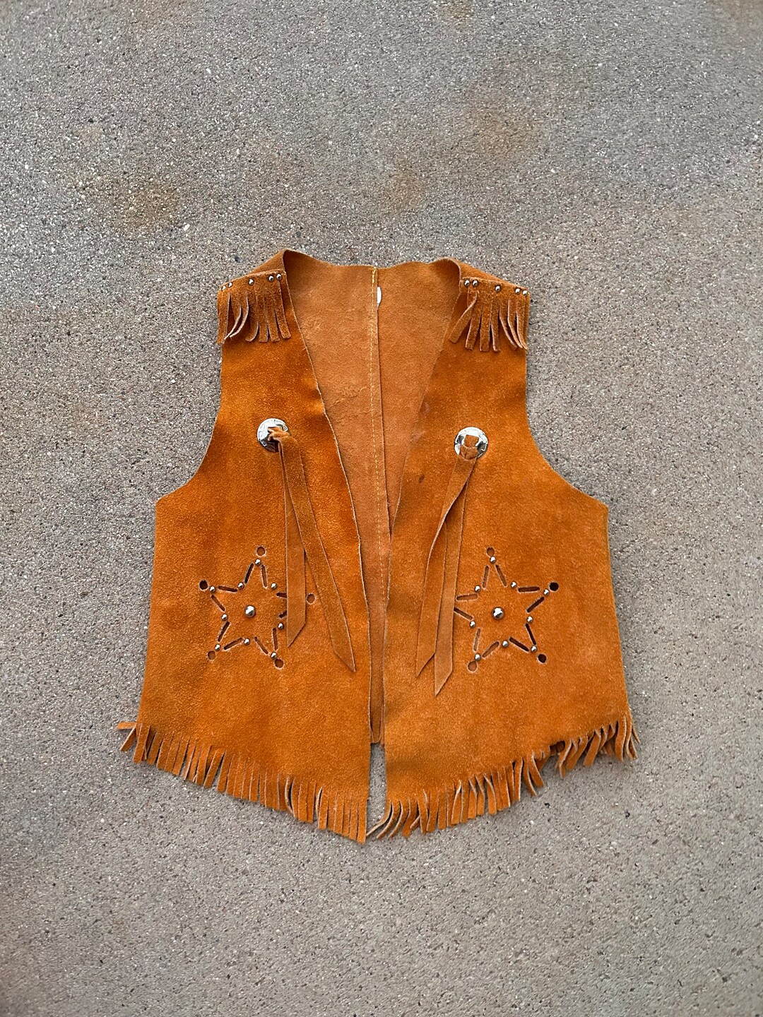 6/7 Kids Vintage Leather Cowboy Vest Vintage Kids Western Etsy