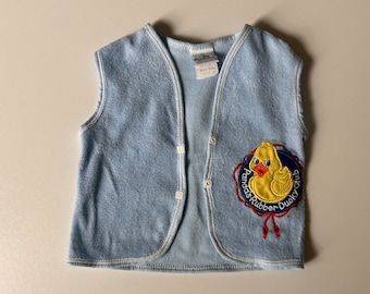 6mo- Rubber Ducky Terry Cloth Vest- Vintage Baby Rubber Ducky Terry Cloth Vest