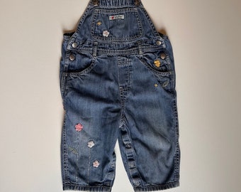 12-18 mo- Flower Denim Overalls Gap- Vintage Gap Denim Baby Girl Overalls