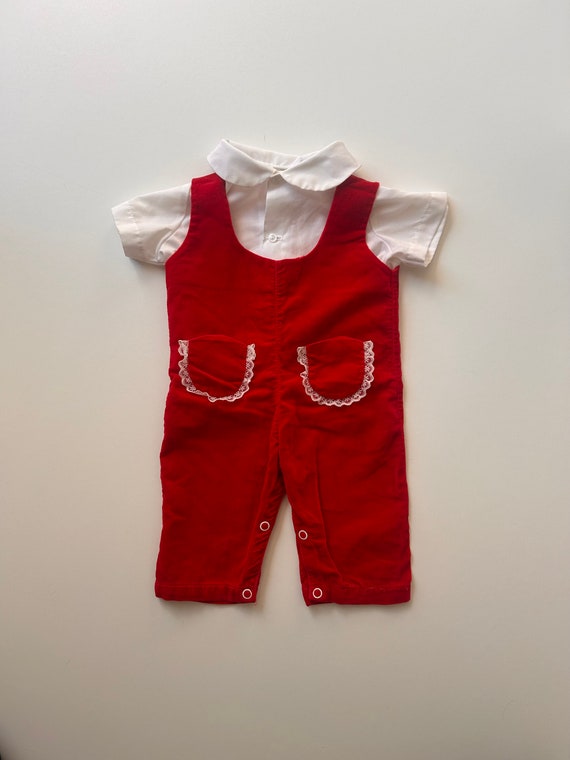 12 Mo Vintage Red Velvet 2pc Outfit - Baby Boy Vin