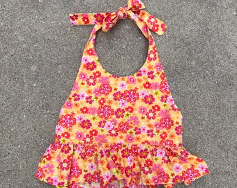 2T-3T Vintage Toddler Floral Halter Tank- Toddler Summer Vintage Tank Top size 2T