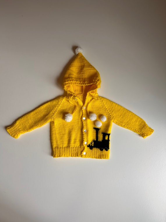 12-18 mo- Yellow Knit Train Sweater- Vintage Yello