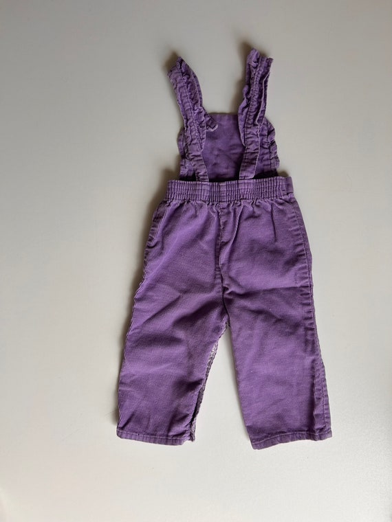 12 mo- Vintage Purple Corduroy Swan Overalls- Cor… - image 7