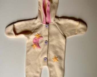 12 mo- Moon & Star Fleece Baby Bunting-Vintage Star Moon Baby Snow Suit Baby Bunting