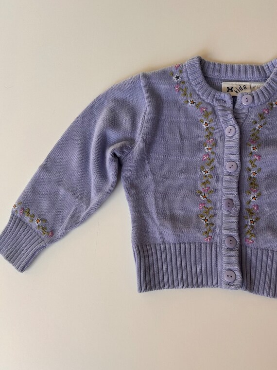 4T- Vintage Purple Embroidered Flower Cardigan - … - image 2
