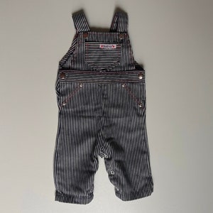 3 mo- Healthtex Hickory Stripe Navy Overalls- Vintage Healthtex Baby Overalls 70’s 80’s Baby Outfit Overalls Striped Engieneer Overalls