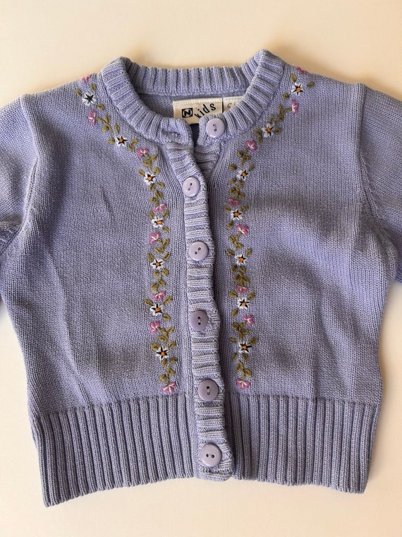 4T- Vintage Purple Embroidered Flower Cardigan - … - image 3