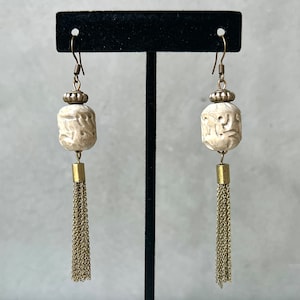 Funky Brass and Cream Danglers