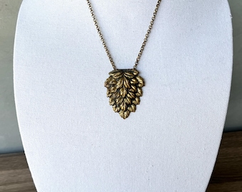 Grape Leaves Brass Shoe Clip Necklace