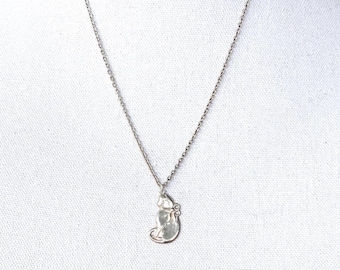 Silver Cutout Cat Necklace