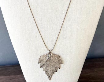 Sterling Silver Filigree Leaf Necklace