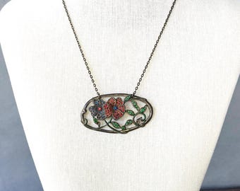 Antique Floral Brooch Necklace