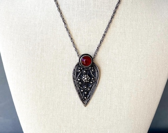 Vintage Carnelian + Silver Belt Clasp Necklace