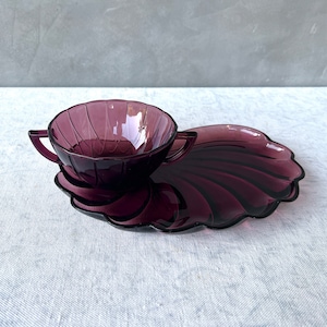 Hazel-Atlas Amethyst Glass Dish and Cup