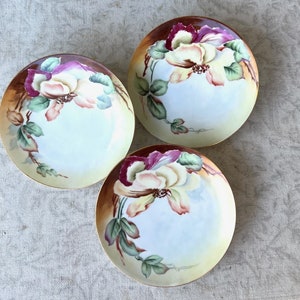3 Vintage Austria Vienna Flower Plates