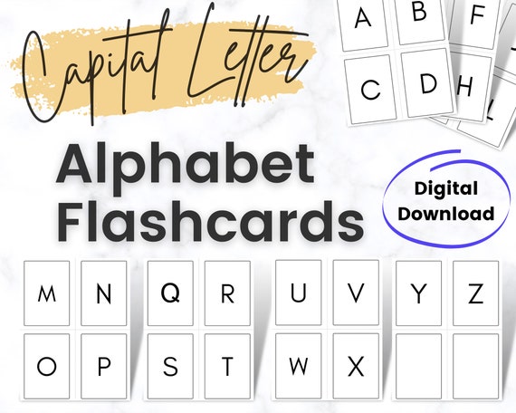 capital letter alphabet flashcards printable abc flashcards etsy