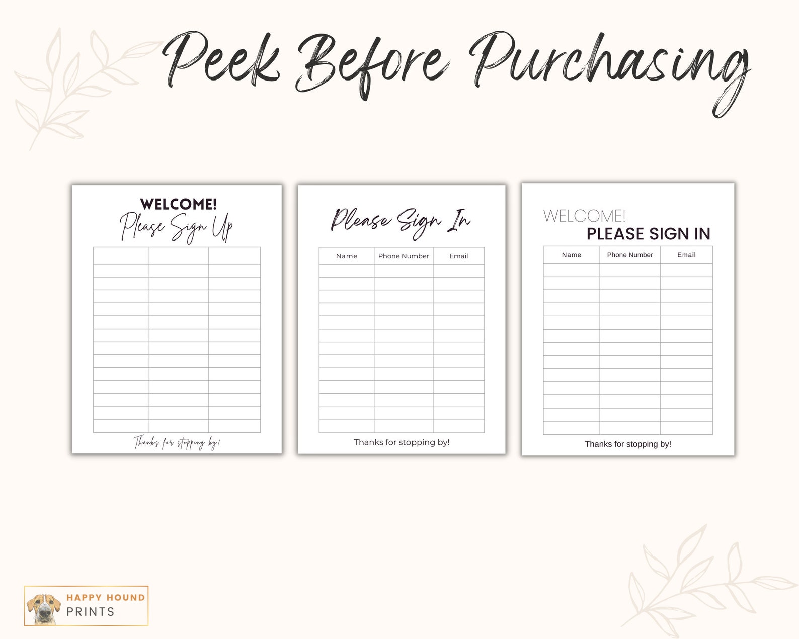 Open House Sign Up Sheet Sign In Sheet Snack Sign Up Sheet Etsy Ireland