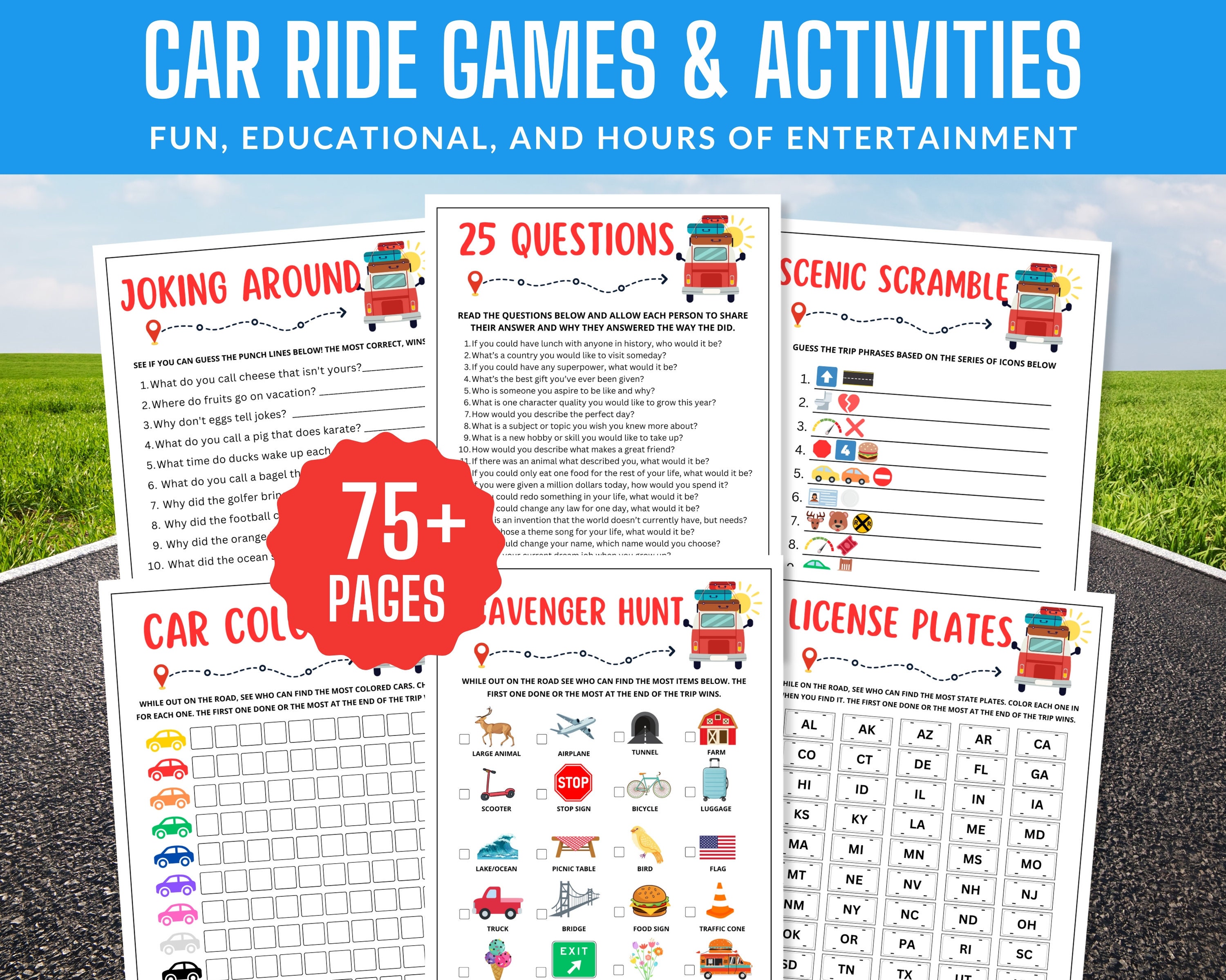 Car Ride Games & Activities | Kids Travel Mega Bundle (PDF Pattern) - Etsy