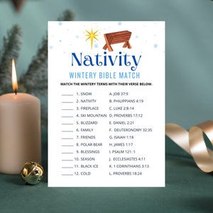 Bible Wintery Match | Church Christmas Party Game | Christmas Bible Game | Christmas Game Church | Christmas Game | Christian Christmas Game