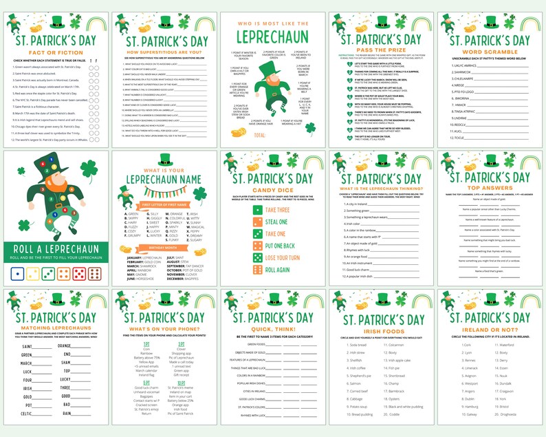 35 St. Patrick's Day Games | Printable Party Bundle (Kids, Teens, Adults) image 2