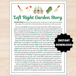 Printable Gardening Game: Left Right Garden Story (Digital Download)