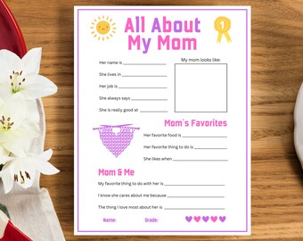 All About My Mom Printable | Mother's Day Keepsake Activity (Digital Download)