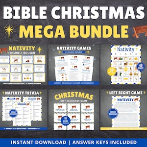 Krippenspiele | Weihnachtsbibelspiele | Christliche Weihnachtsspiele | Krippen Bingo | Krippenspiel | Weihnachtsspiele Kirche | Druckbar