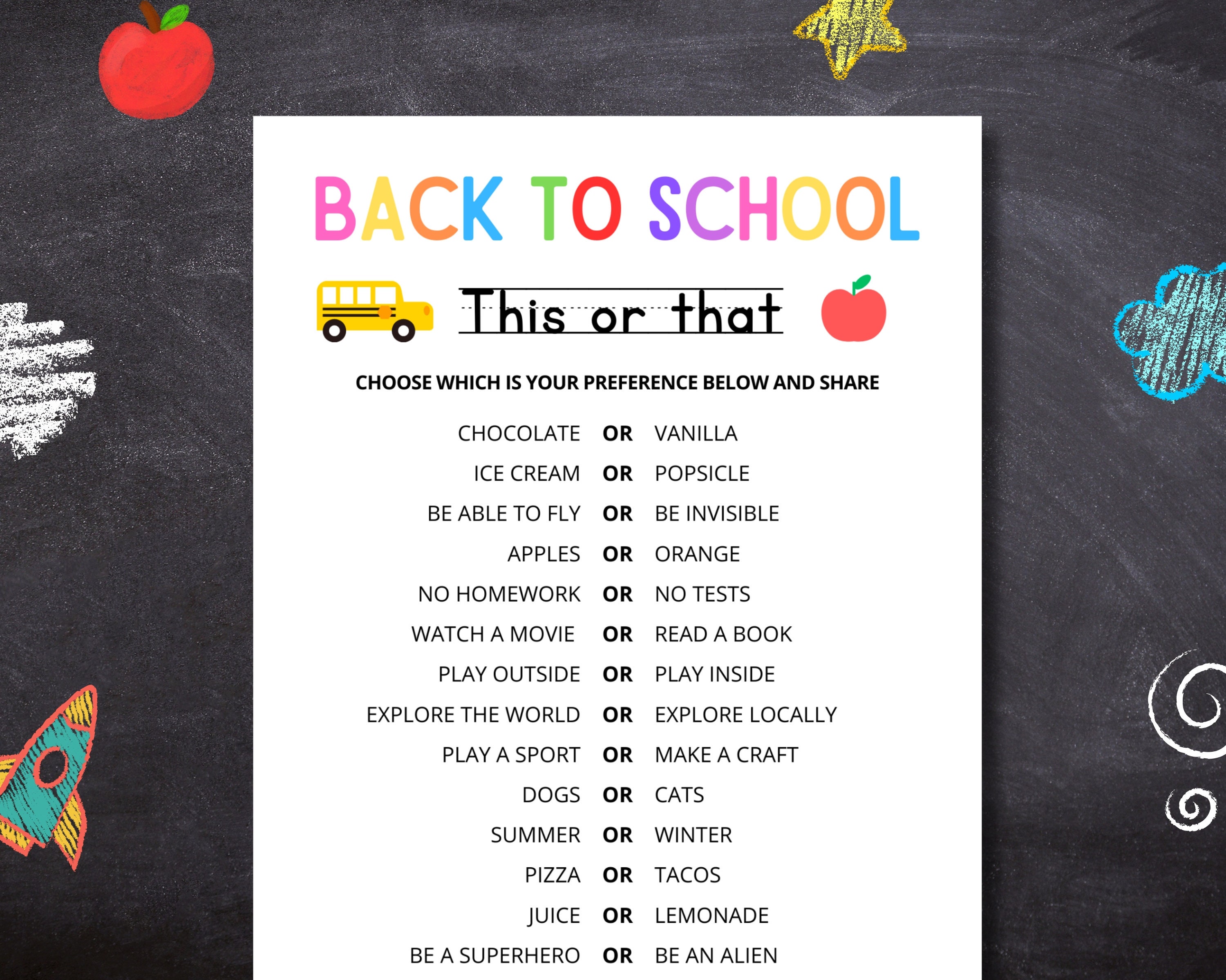 Back to School This or That Game | Classroom Icebreaker (digital ...