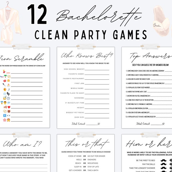 Clean Bachelorette Games | Bachelorette Party Games | Bachelorette Games Bundle | Bachelorette Games Classy | Bachelorette Games Printable