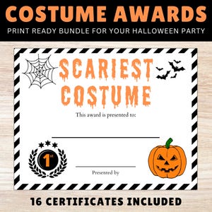 Halloween Costume Awards | Halloween Costume Contest | Halloween Costume Certificates | Halloween Costume Party | Costume Party Awards