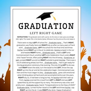 Graduation Left Right Game | Graduation Party Game | Graduation Pass the Prize | Senior Game | Graduation Activity | Printable Grad Game