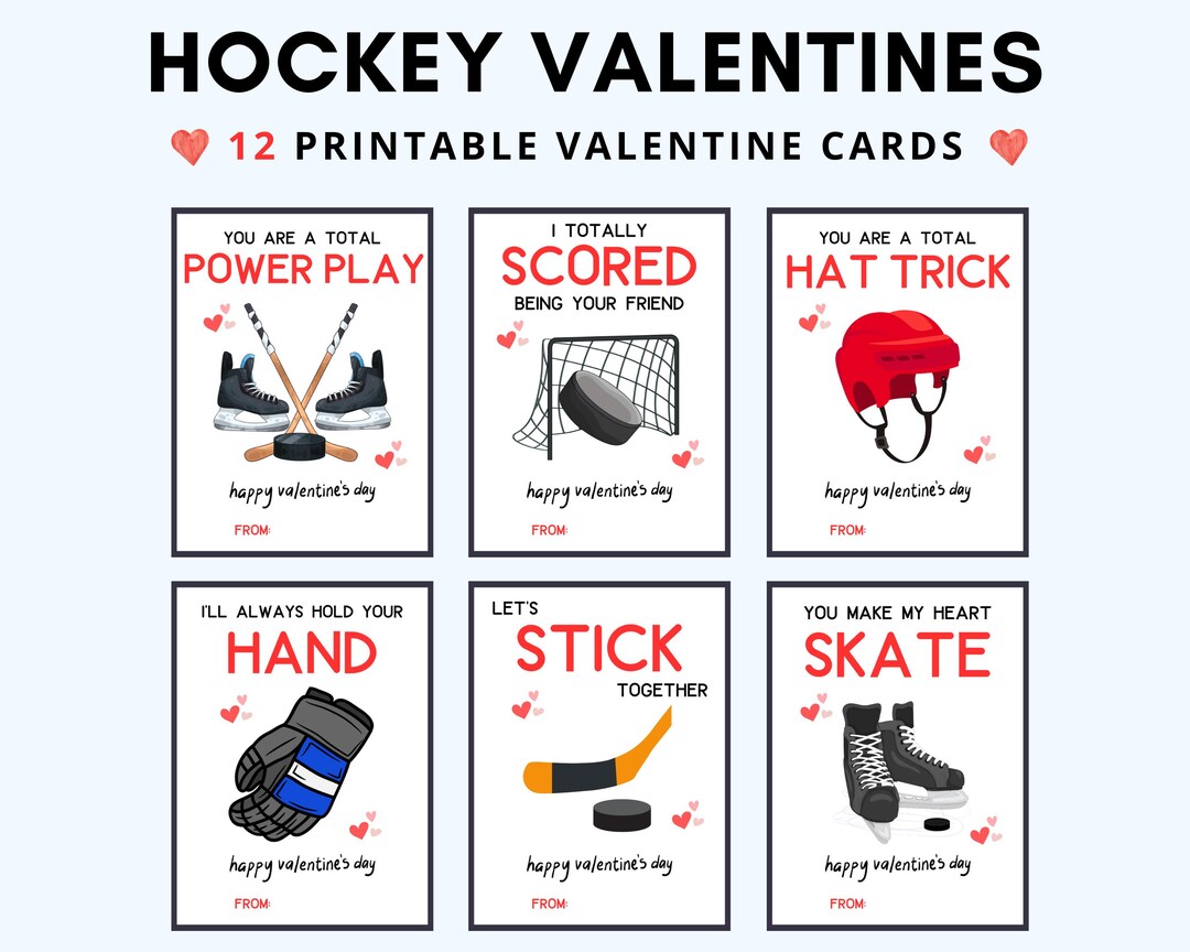 Hockey Valentines Printable Hockey Valentines Ice Hockey Valentines