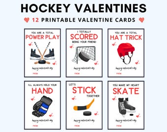 Hockey Valentines: Printable Sports Cards for Kids (Digital Download)