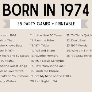 50th Birthday Party Games Born in 1974 50th Birthday Games 1974 Games ...
