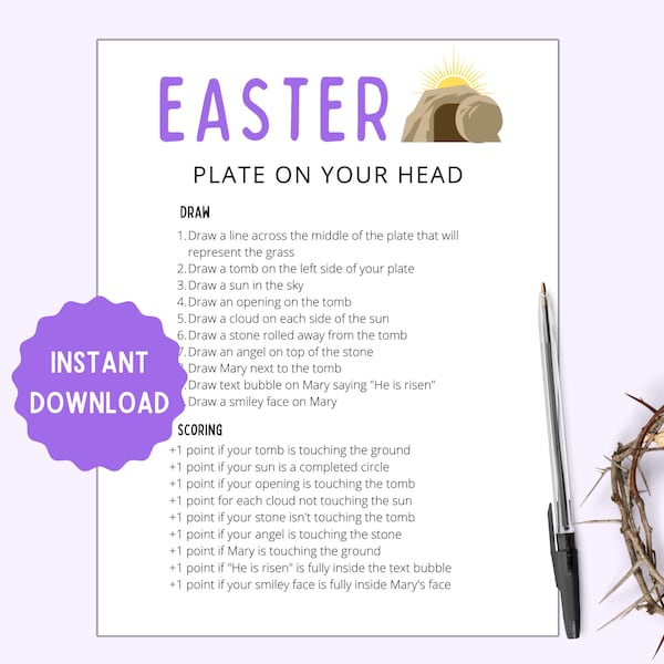 Plate on Head Easter | Funny Easter Games | Easter Bible Games | Easter Games | Christian Easter Games | Church Games Easter Printable