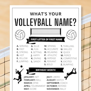 Wie lautet dein Beachvolleyball Name | Beachvolleyball Spiel | Beachvolleyball-Party | Beachvolleyball Mannschaftsspiel | Beachvolleyball Geburtstag | Volleyball Bankett