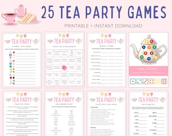 Tea Party Games | Tea Party Games Adults Kids Toddler | Tea Party Printable Games | Tea Party Bridal Baby Shower | Tea Party Birthday