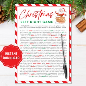 Left Right Christmas Game | Christmas Pass the Prize | Right Left Game | Christmas Pass Game | Christmas Game Adults Kids | Printable Games