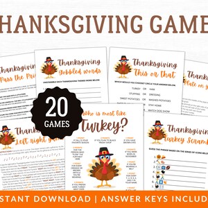 Thanksgiving Games | Thanksgiving Party Games | Thanksgiving Games for Adults Kids | Thanksgiving Game Bundle | Thanksgiving Games Printable