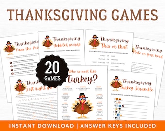 Thanksgiving Games | Thanksgiving Party Games | Thanksgiving Games for Adults Kids | Thanksgiving Game Bundle | Thanksgiving Games Printable