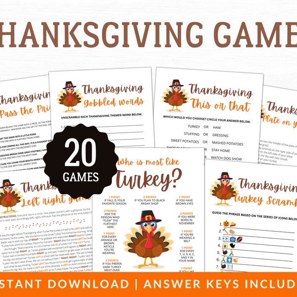 Thanksgiving Games | Thanksgiving Party Games | Thanksgiving Games for Adults Kids | Thanksgiving Game Bundle | Thanksgiving Games Printable