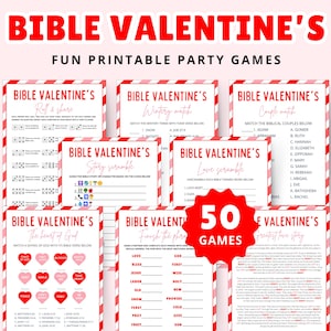 50+ Valentinstag Bibelspiele: Christliches Printable Bundle Bild 1
