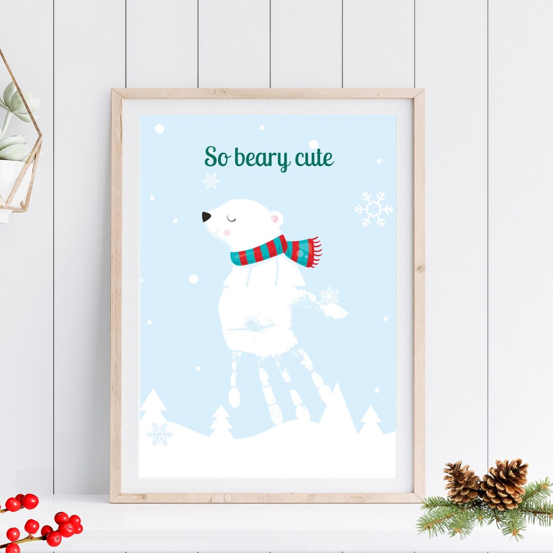 Polar Bear Handprint Winter Craft | Kids Keepsake (printable) - Etsy