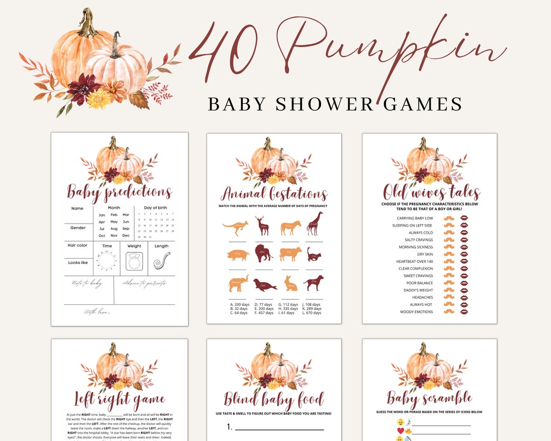 Pumpkin Baby Shower Games | Fall Baby Shower Games | Baby Shower Games ...
