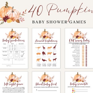 Pumpkin Baby Shower Games: 40 Printable Fall Activities (Digital Download)
