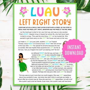 Luau Left Right Game | Luau Game | Aloha Game | Luau Party Game | Luau Party | Luau Printables | Hawaii Game | Luau Birthday Party